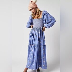 Free People Dahlia Embroidered Maxi Dress